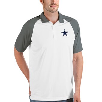 Men's Antigua White/Steel Dallas Cowboys Nova Polo