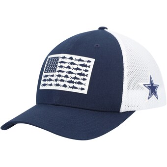 Men's Dallas Cowboys  Columbia Navy/White Mesh Fish Flag Flex Hat