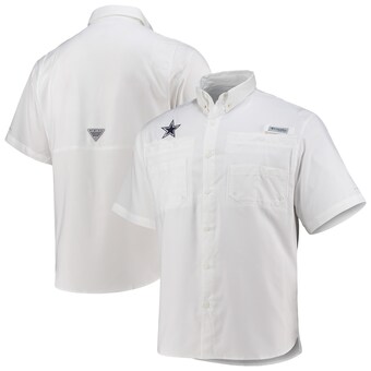 Men's Dallas Cowboys Columbia White Tamiami Omni-Shade Button-Down Shirt