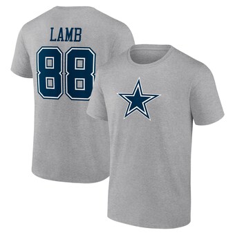 Men's Dallas Cowboys CeeDee Lamb Fanatics Gray Icon Player Name & Number T-Shirt