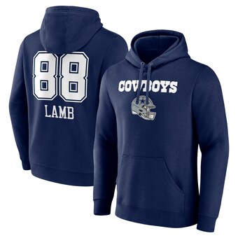 Men's Dallas Cowboys CeeDee Lamb Fanatics Navy Team Wordmark Player Name & Number Pullover Hoodie