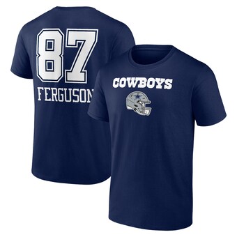 Men's Fanatics Jake Ferguson Navy Dallas Cowboys Wordmark Player Name & Number T-Shirt