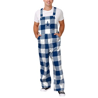 Men's Dallas Cowboys  FOCO Navy Big Logo Plaid Overalls