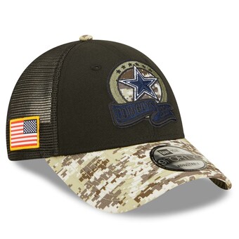 Men's New Era Black/Camo Dallas Cowboys 2022 Salute To Service 9FORTY Snapback Trucker Hat 