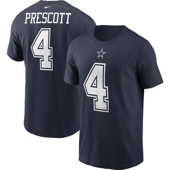 Men's Dallas Cowboys Dak Prescott Nike Navy Name & Number T-Shirt