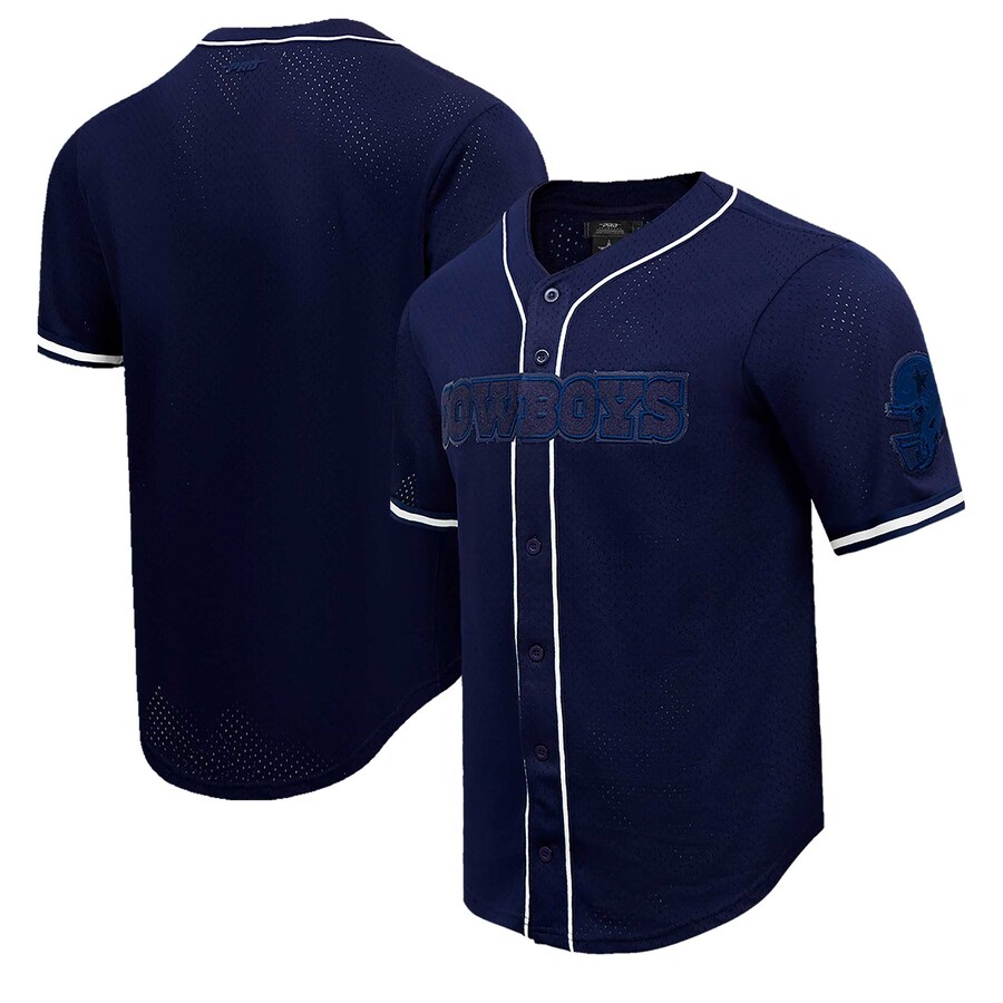 Men's Pro Standard Navy Dallas Cowboys Triple Tonal Mesh Button-Up Shirt