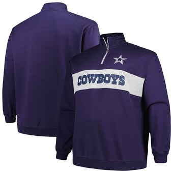 Men's Dallas Cowboys Profile Navy Big & Tall Fleece Quarter-Zip Jacket