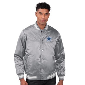 Men's Dallas Cowboys Starter Gray Team Logo Satin Varsity Full-Snap Jacket