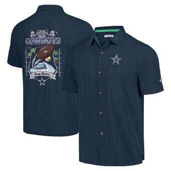 Men's Dallas Cowboys Tommy Bahama Navy Tidal Kickoff Camp Button-Up Shirt