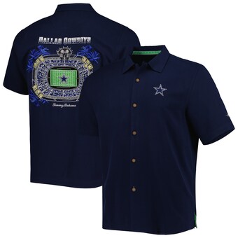 Men's Dallas Cowboys Tommy Bahama Navy Top of Your Game Camp Button-Up Shirt