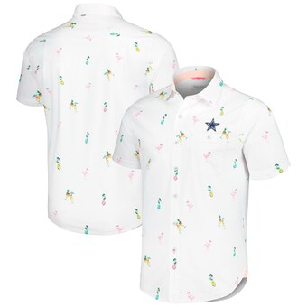 Men's Tommy Bahama White Dallas Cowboys Nova Wave Flocktail Button-Up Shirt