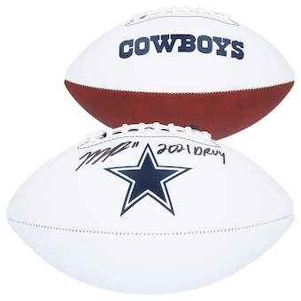 Micah Parsons Dallas Cowboys Autographed Franklin White Panel Football with "2021 DROY" Inscription