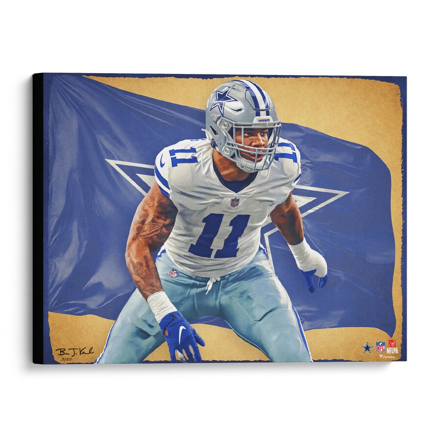 Micah Parsons Dallas Cowboys Stretched 20" x 24" Canvas Giclee Print - Designed and Signed by Artist Brian Konnick - Limited Edition of 25