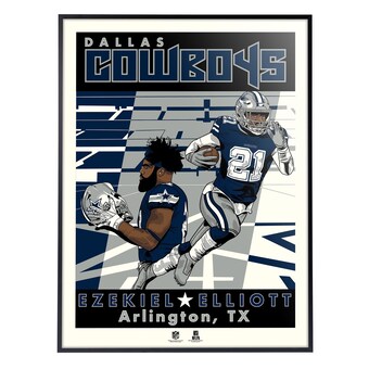 Phenom Gallery Ezekiel Elliott Dallas Cowboys 18'' x 24'' Deluxe Framed Serigraph Print