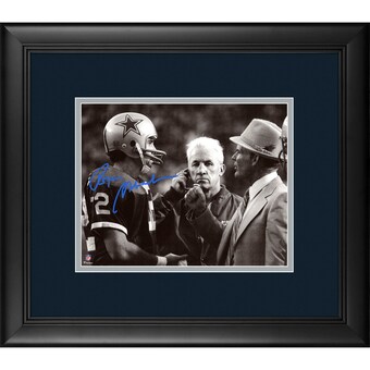 Roger Staubach Dallas Cowboys Framed Autographed 8" x 10" Talking with Landry Photograph