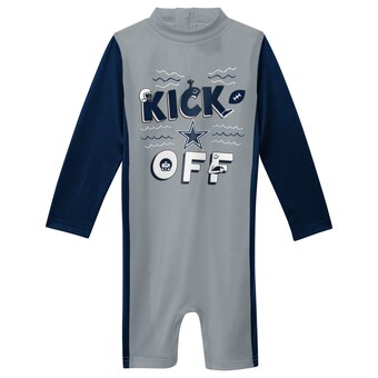 Toddler Gray/Navy Dallas Cowboys Wave Runner Long Sleeve Wetsuit