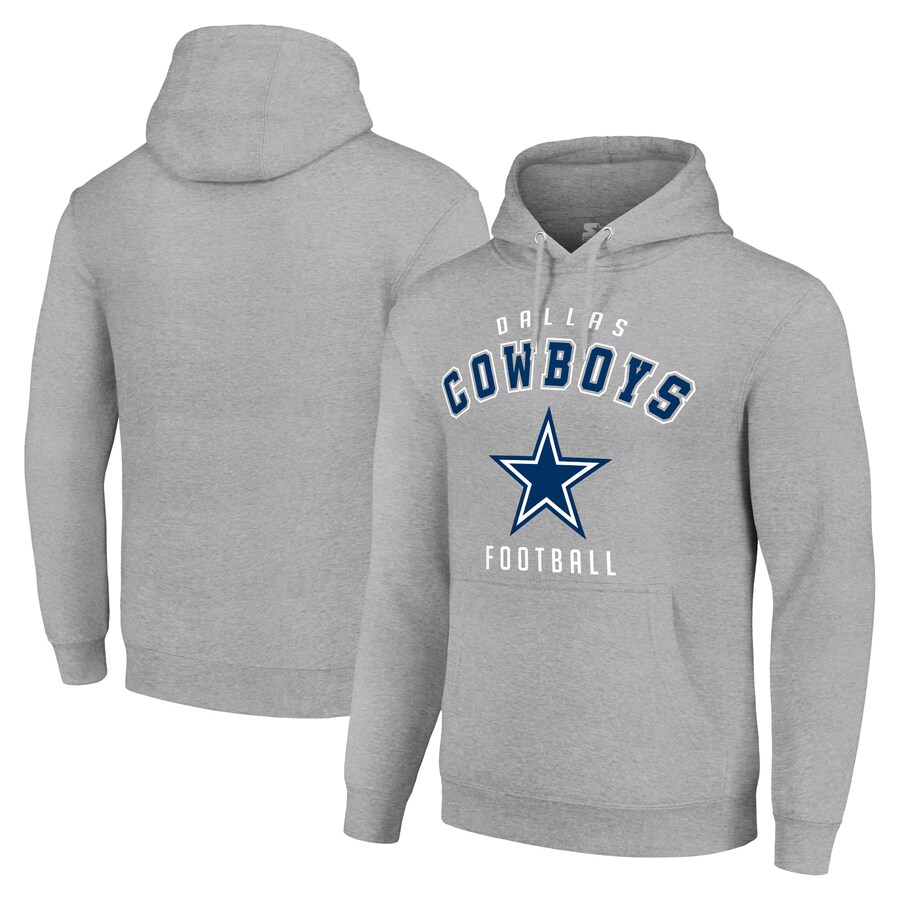 Unisex Starter Heather Gray Dallas Cowboys Logo Pullover Hoodie