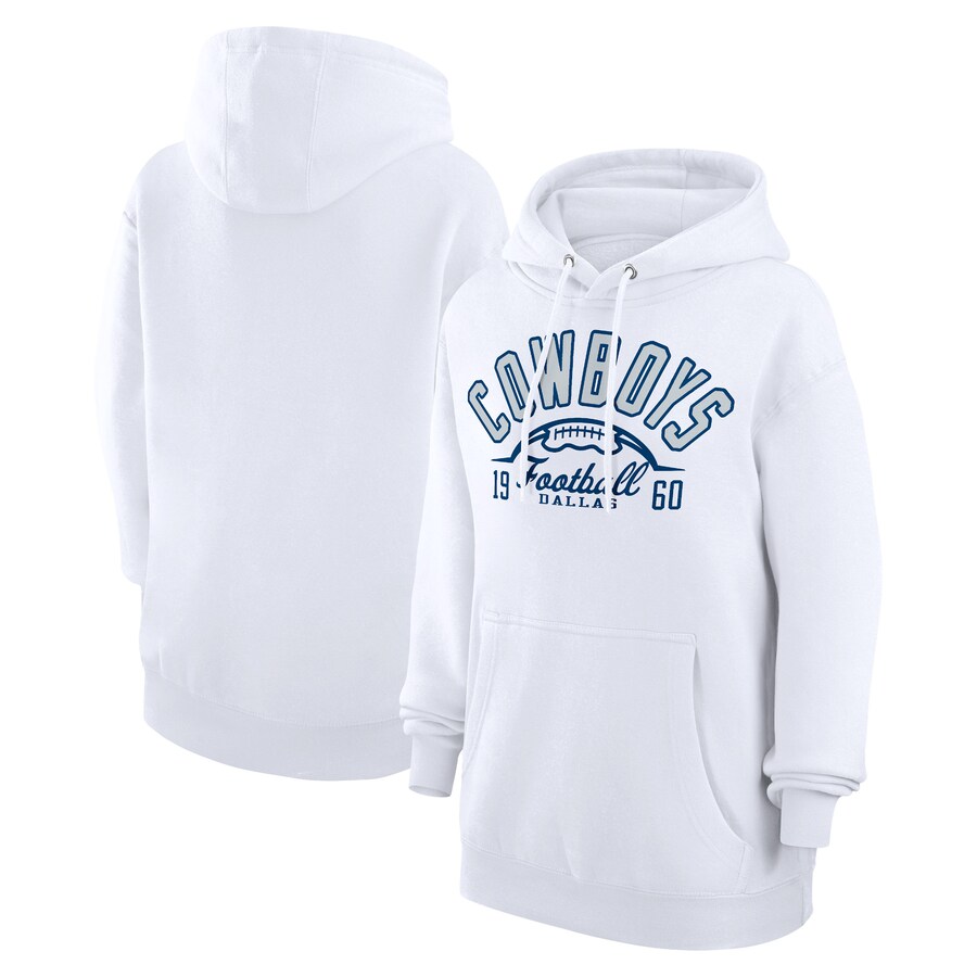 Unisex Starter  White Dallas Cowboys Half Ball Team Fleece Pullover Hoodie