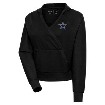 Women's Antigua Black Dallas Cowboys Point Pullover Hoodie