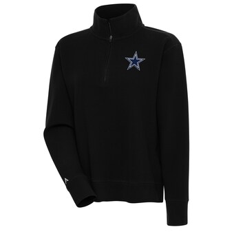 Women's Antigua Black Dallas Cowboys Portal Quarter-Zip Pullover Top