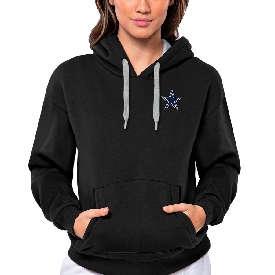 Women's Antigua Black Dallas Cowboys Victory Pullover Hoodie