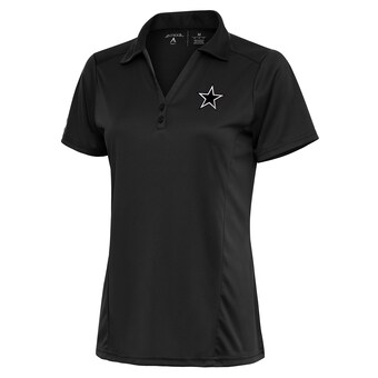 Women's Antigua Charcoal Dallas Cowboys Metallic Logo Tribute Polo