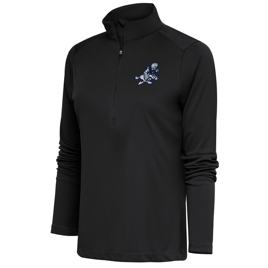 Women's Antigua Charcoal Dallas Cowboys Throwback Logo Tribute Half-Zip Pullover Top