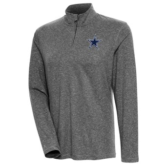 Women's Antigua Heather Black Dallas Cowboys Confront Quarter-Zip Pullover Top