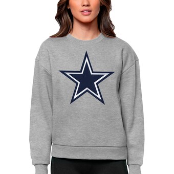 Women's Antigua Heathered Gray Dallas Cowboys Victory Logo Pullover Sweatshirt