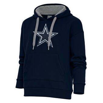 Women's Antigua Navy Dallas Cowboys Victory Chenille Pullover Hoodie