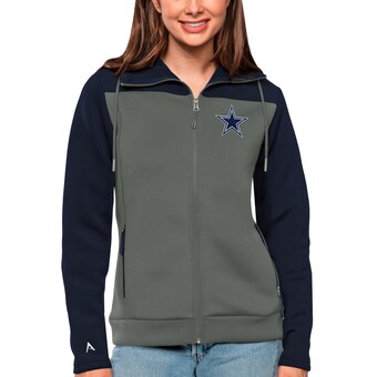 Women's Dallas Cowboys Antigua Navy/Steel Protect Full-Zip Jacket