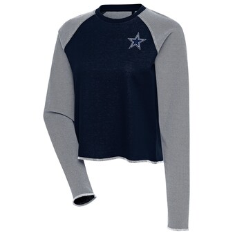 Women's Antigua Navy/White Dallas Cowboys Play Long Sleeve T-Shirt