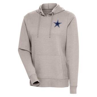 Women's Antigua Oatmeal Dallas Cowboys Logo Action Pullover Hoodie