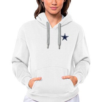 Women's Antigua White Dallas Cowboys Victory Pullover Hoodie