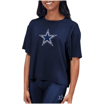 Women's Certo  Navy Dallas Cowboys Format Cropped T-Shirt