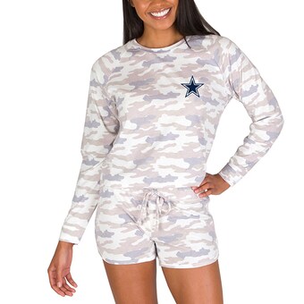 Women's Concepts Sport Cream Dallas Cowboys Encounter Long Sleeve Top & Short Sleep Set