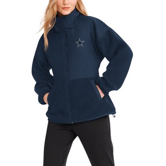 Women's Dallas Cowboys DKNY Sport Navy Drew Sherpa Full-Zip Jacket