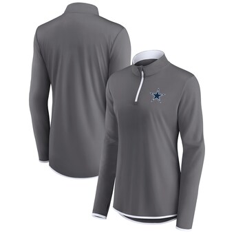 Women's Fanatics Gray Dallas Cowboys Corner Long Sleeve 1/4 Zip Top