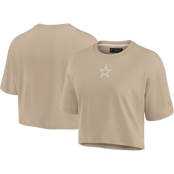 Women's Fanatics Khaki Dallas Cowboys Elements Super Soft Boxy Cropped T-Shirt