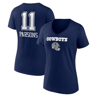 Women's Fanatics Micah Parsons Dallas Cowboys Navy Team Wordmark Name & Number V-Neck T-Shirt