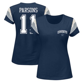 Micah Parsons Dallas Cowboys Fanatics Women's Plus Size Sleeve Stripe Name & Number T-Shirt - Navy