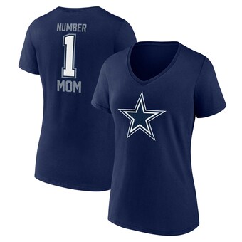 Women's Dallas Cowboys Fanatics Navy Plus Size Mother's Day #1 Mom V-Neck T-Shirt