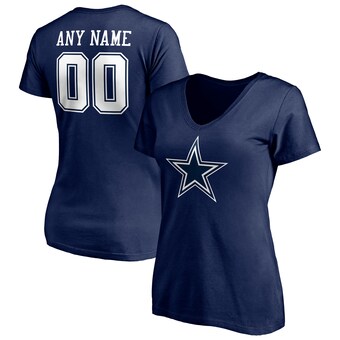 Women's Fanatics Navy Dallas Cowboys Team Authentic Personalized Name & Number V-Neck T-Shirt