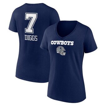 Women's Fanatics Trevon Diggs Navy Dallas Cowboys Wordmark Player Name & Number V-Neck T-Shirt