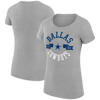 Women's G-III 4Her by Carl Banks Heather Gray Dallas Cowboys City Team Graphic Lightweight Fitted Crewneck T-Shirt