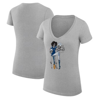 Women's G-III 4Her by Carl Banks Heather Gray Dallas Cowboys Football Girls Graphic V-Neck Fitted T-Shirt