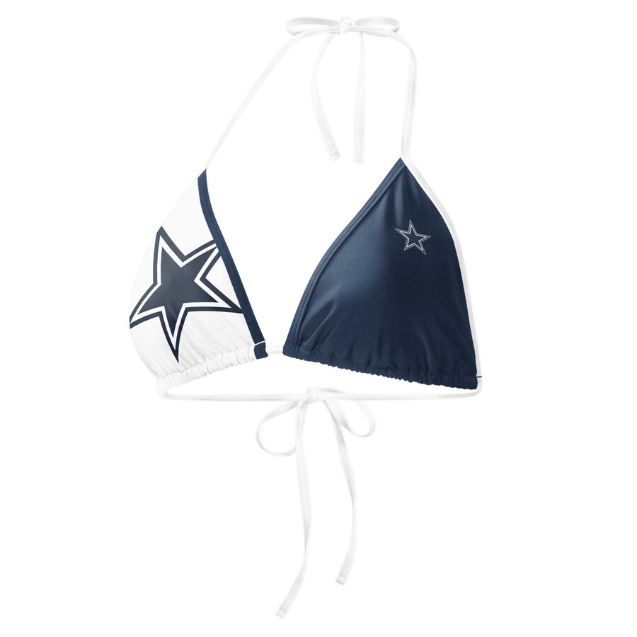 Women's G-III 4Her by Carl Banks Navy/White Dallas Cowboys Play Action Bikini Top