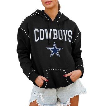 Women's Gameday Couture Black Dallas Cowboys Catch the Vibe Studded Pullover Hoodie