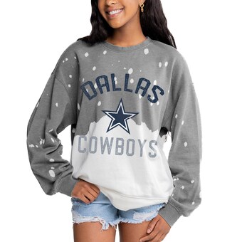 Women's Gameday Couture  Gray Dallas Cowboys Coin Toss Faded French Terry Pullover Sweatshirt