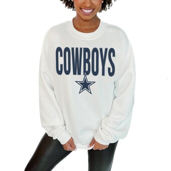 Women's Gameday Couture  White Dallas Cowboys  Just Go With It Oversized Long Sleeve Crewneck Sweatshirt